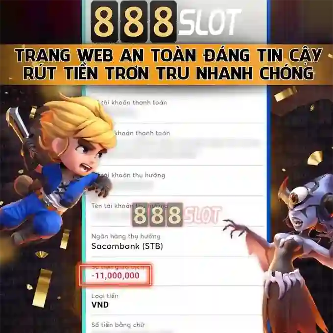 Giao diện trang chủ nhà cái 888slot hiện đại và bắt mắt